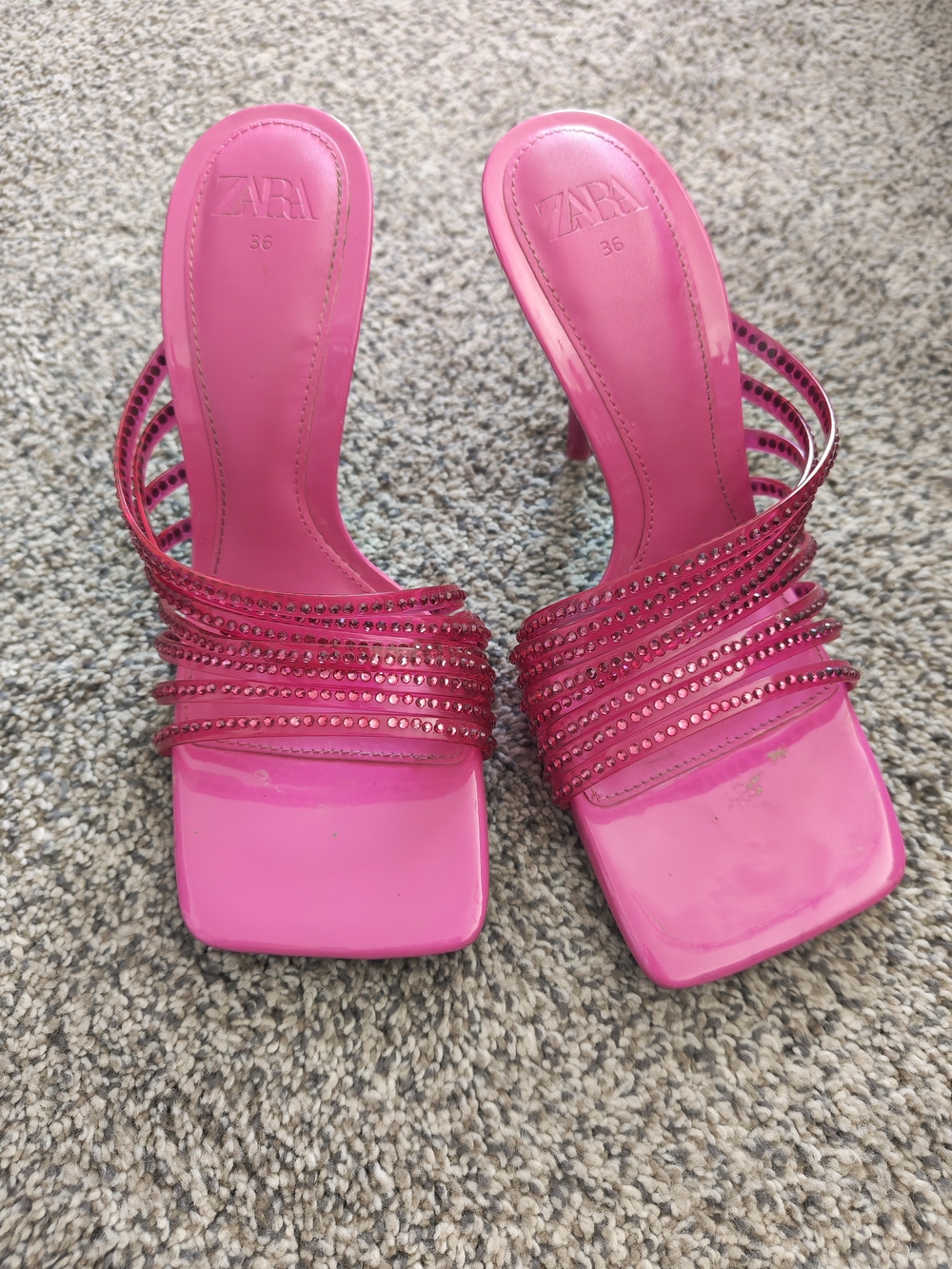 Zara Hot Pink Jeweled Strappy Mules